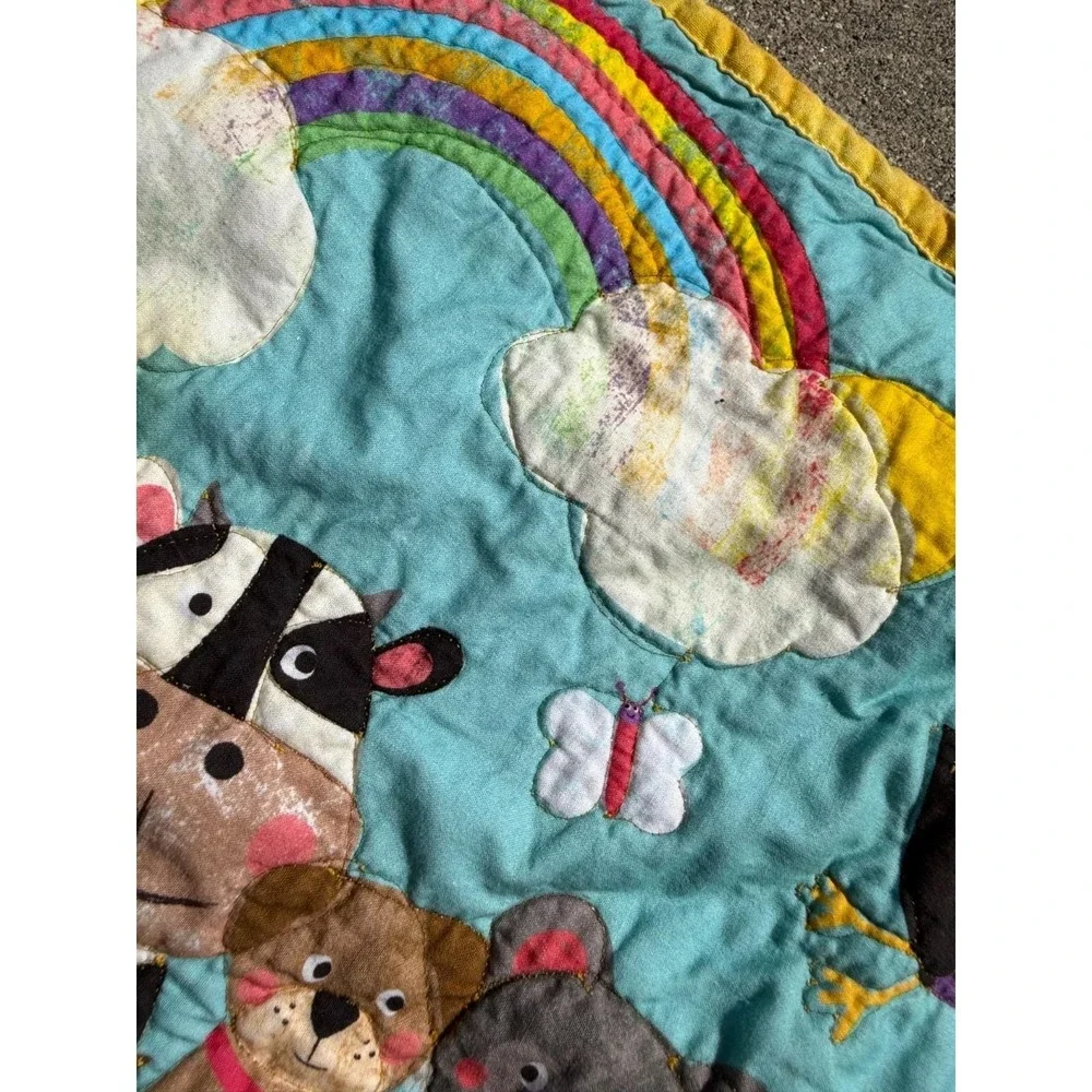 Noah's Ark Baby Quilt‎ Animal Patchwork Applique Crib Blanket 45x35